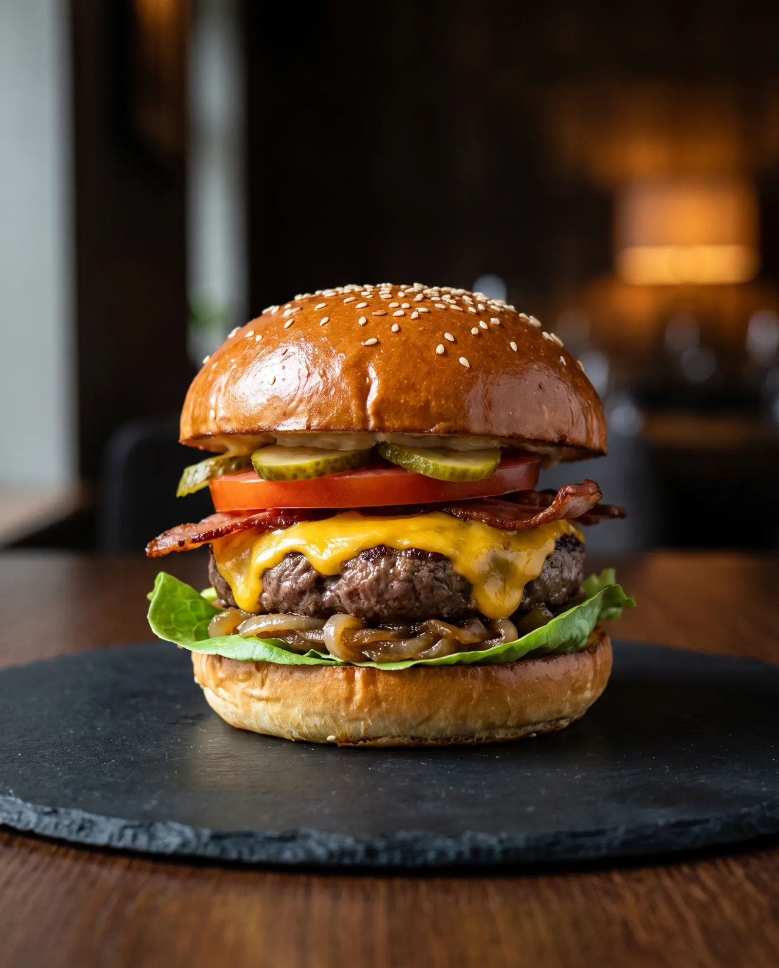 Burger mit Dry-Age-Patty und Cheddar